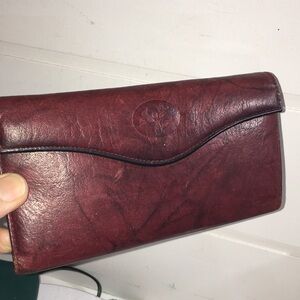 - Vintage Buxton burgundy leather check wallet